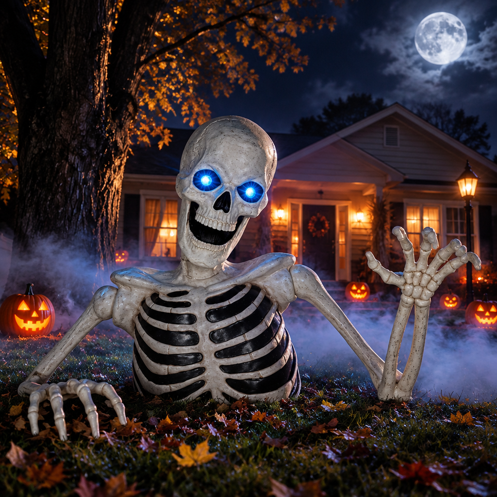 Giant Halloween LED Ground Breaking Skeleton