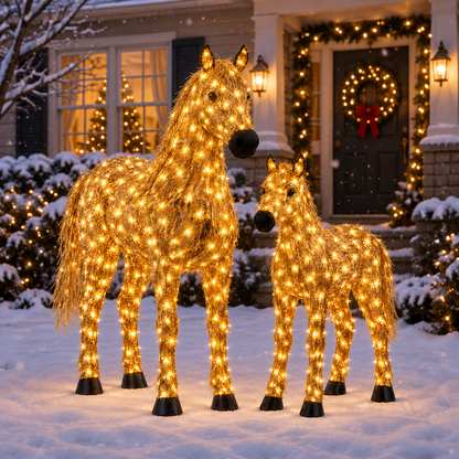 Double Horse LED Christmas Decoration Set