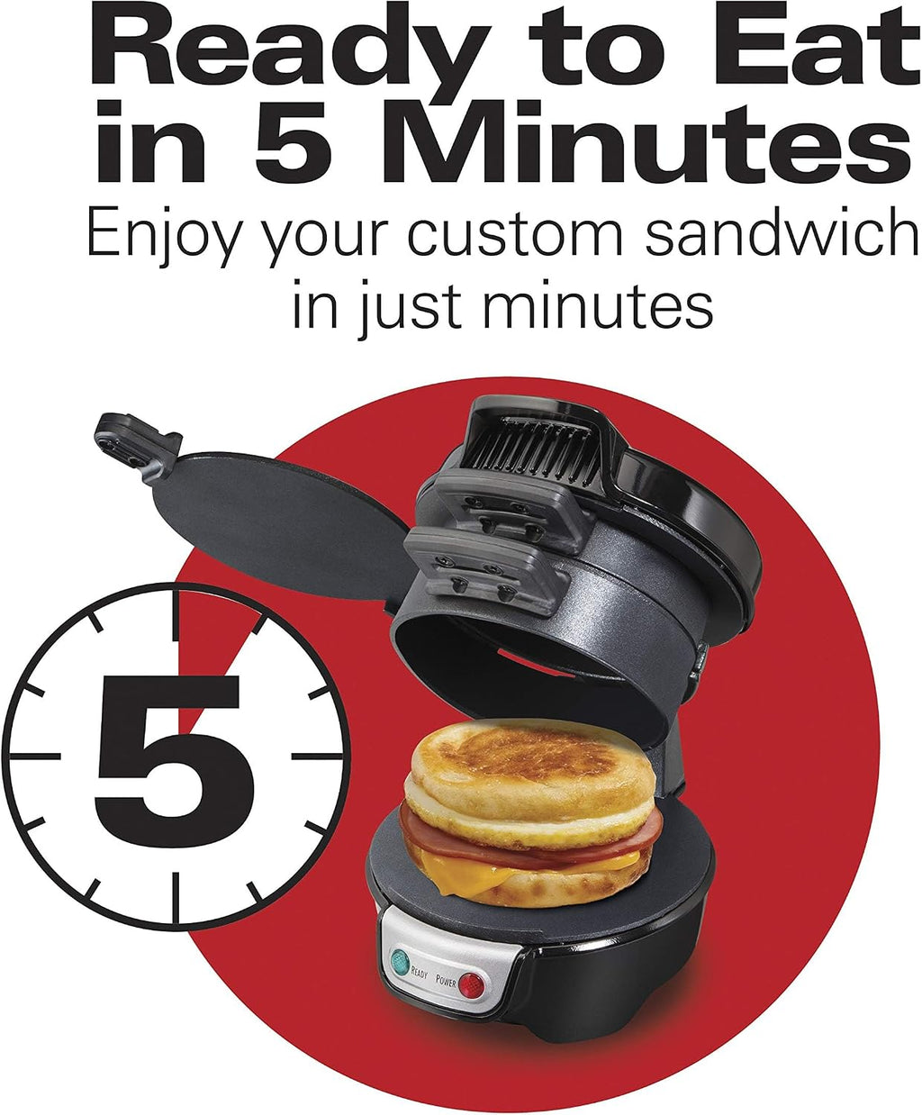Breakfast Sandwich Maker with Egg Cooker Ring