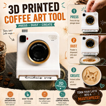 3D Printed Latte Art Coffee Stencil Camera