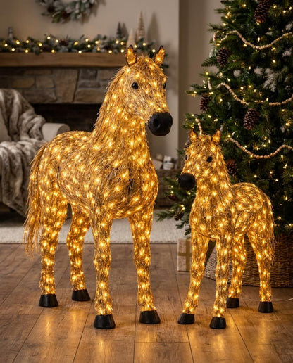 Double Horse LED Christmas Decoration Set