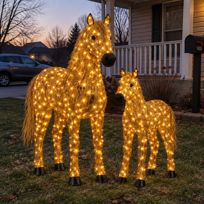 Double Horse LED Christmas Decoration Set