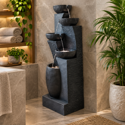 5-Tier LED Outdoor Waterfall Fountain