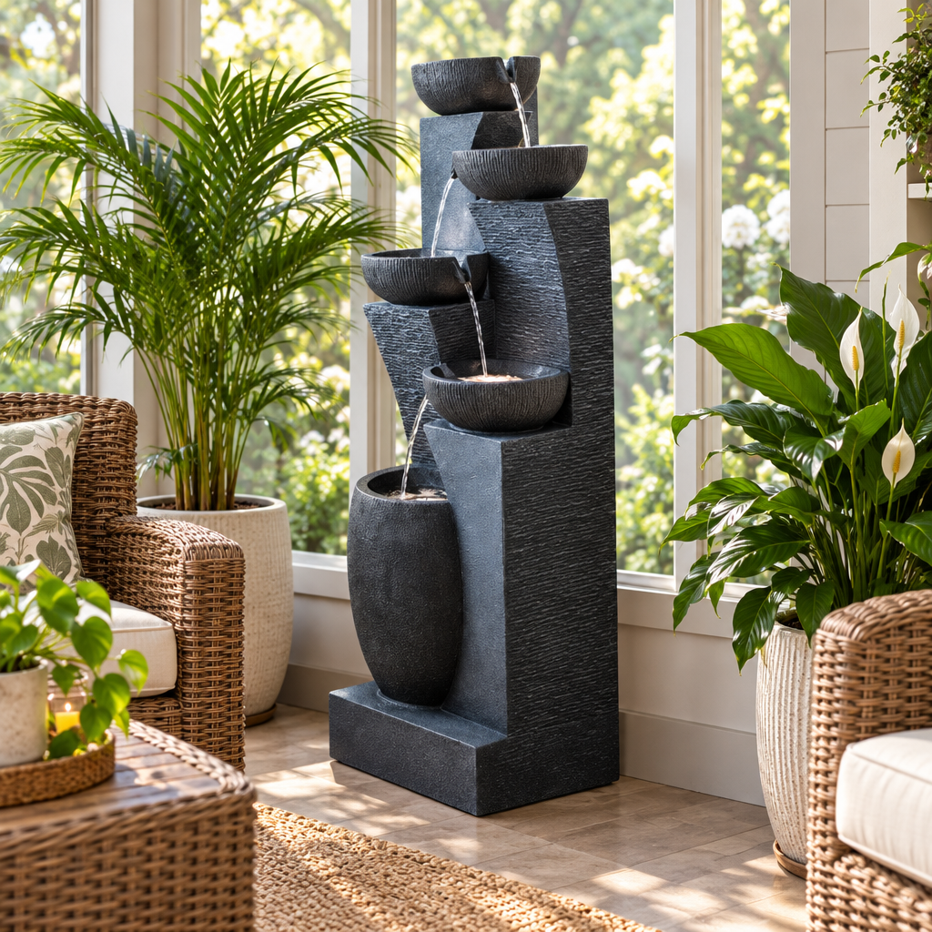 5-Tier LED Outdoor Waterfall Fountain