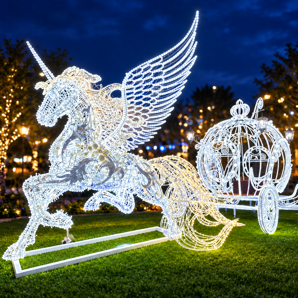 LED Unicorn Carriage Christmas Decoration