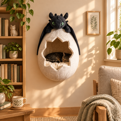 Toothless Dragon Egg Cat Bed Cozy Cave